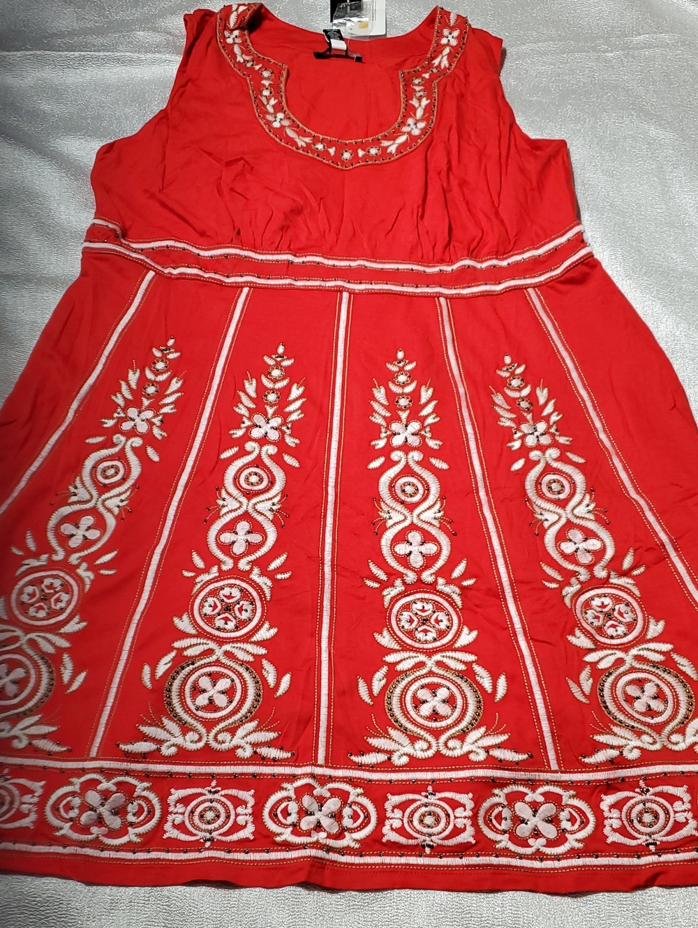 INC International Concepts Red Embroidered Sleeveless Woman's Dress 2X